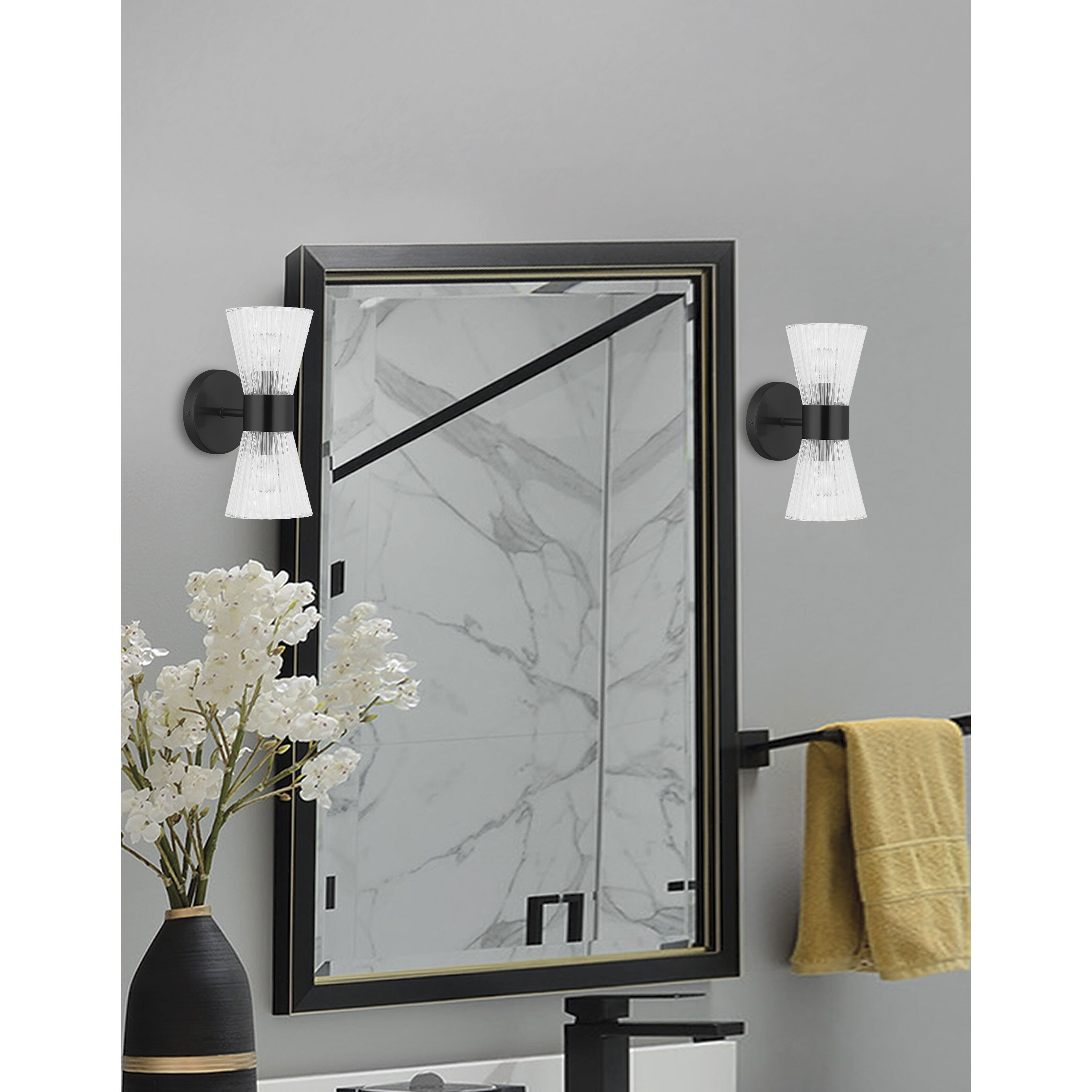Vienna 2 Light 6 inch Matte Black Vanity/Bath Bar Wall Light