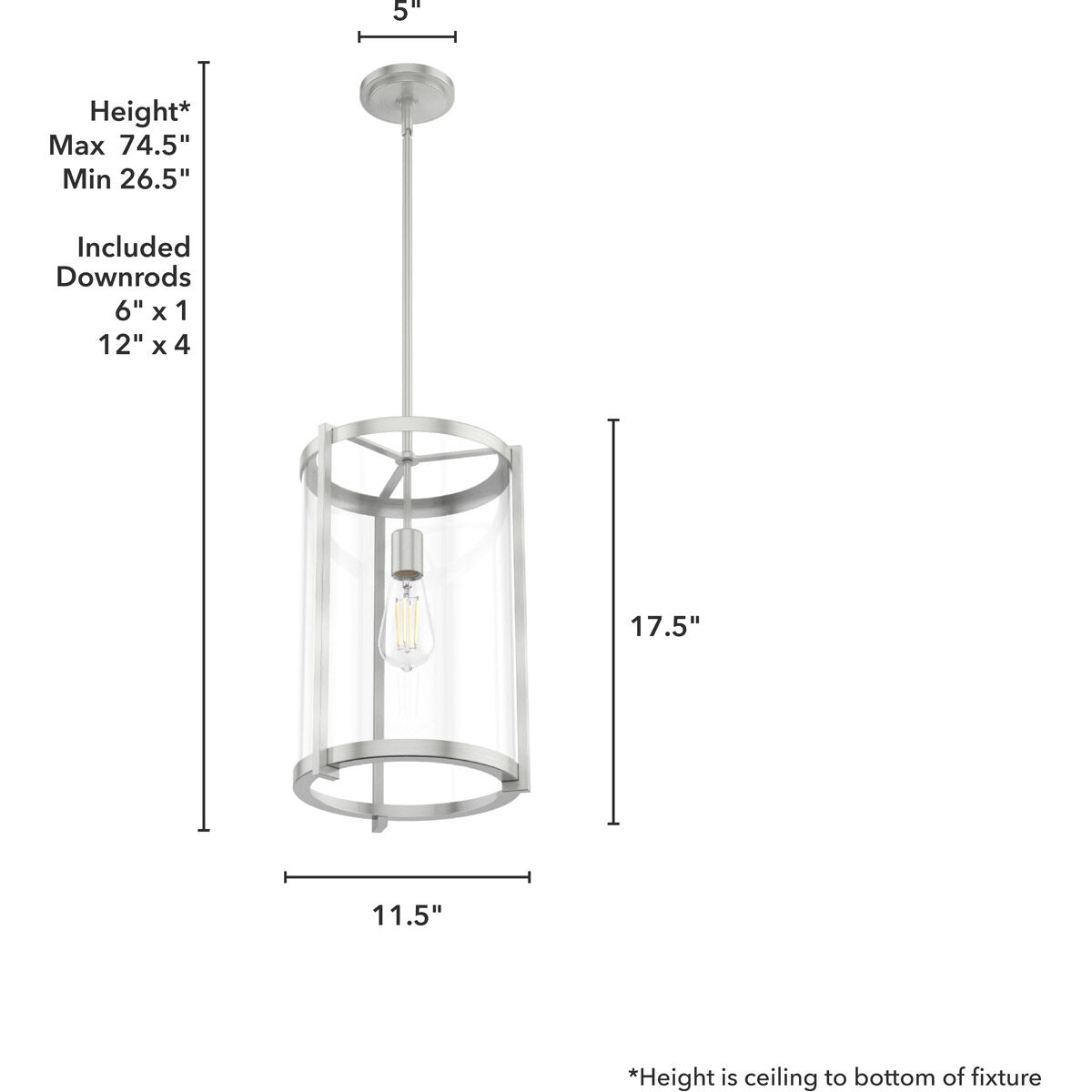 Astwood 1 Light 12 inch Brushed Nickel Pendant Ceiling Light