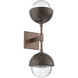 Cabochon Double Sconce Wall Light in Clear, 2700K LED, Burnished Bronze with Flat Bronze