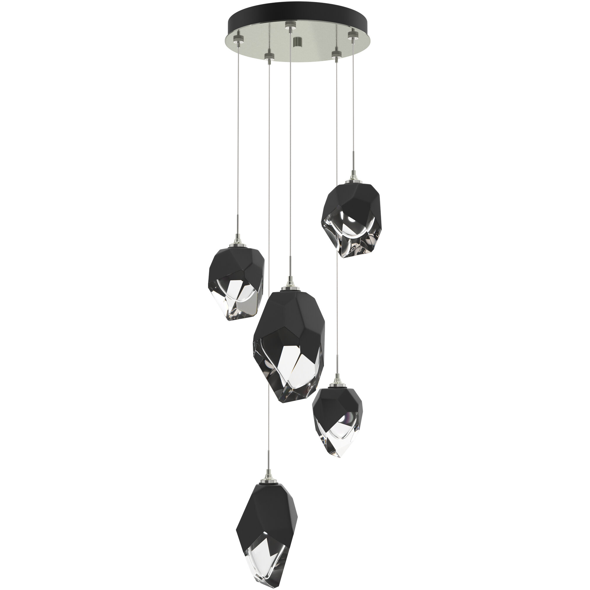 Chrysalis 5 Light 15.7 inch Sterling Pendant Ceiling Light in Black Crystal
