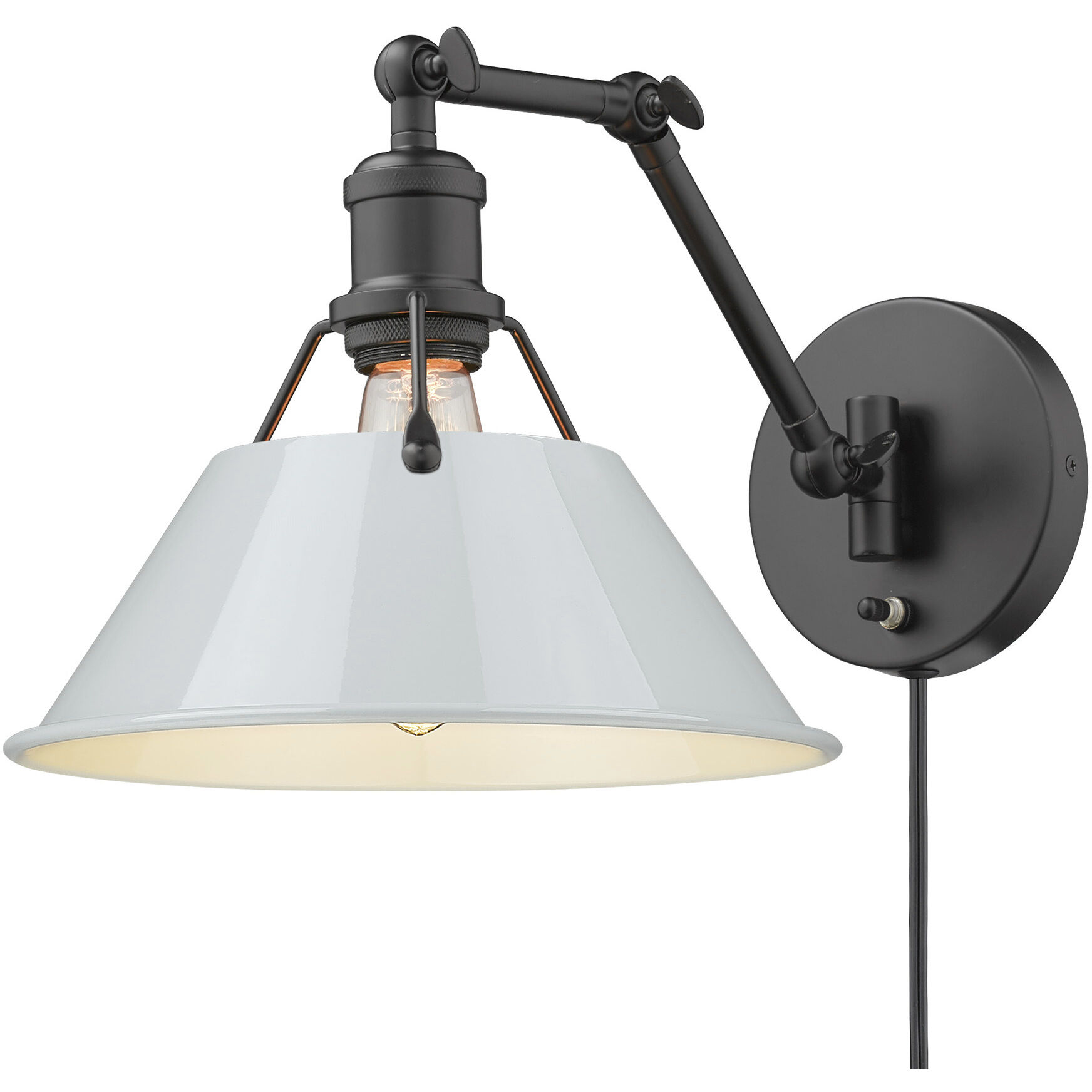 Yep Orwell 1 Light 10 inch Matte Black Swing Arm Wall Lamp Wall Light in Dusky Blue