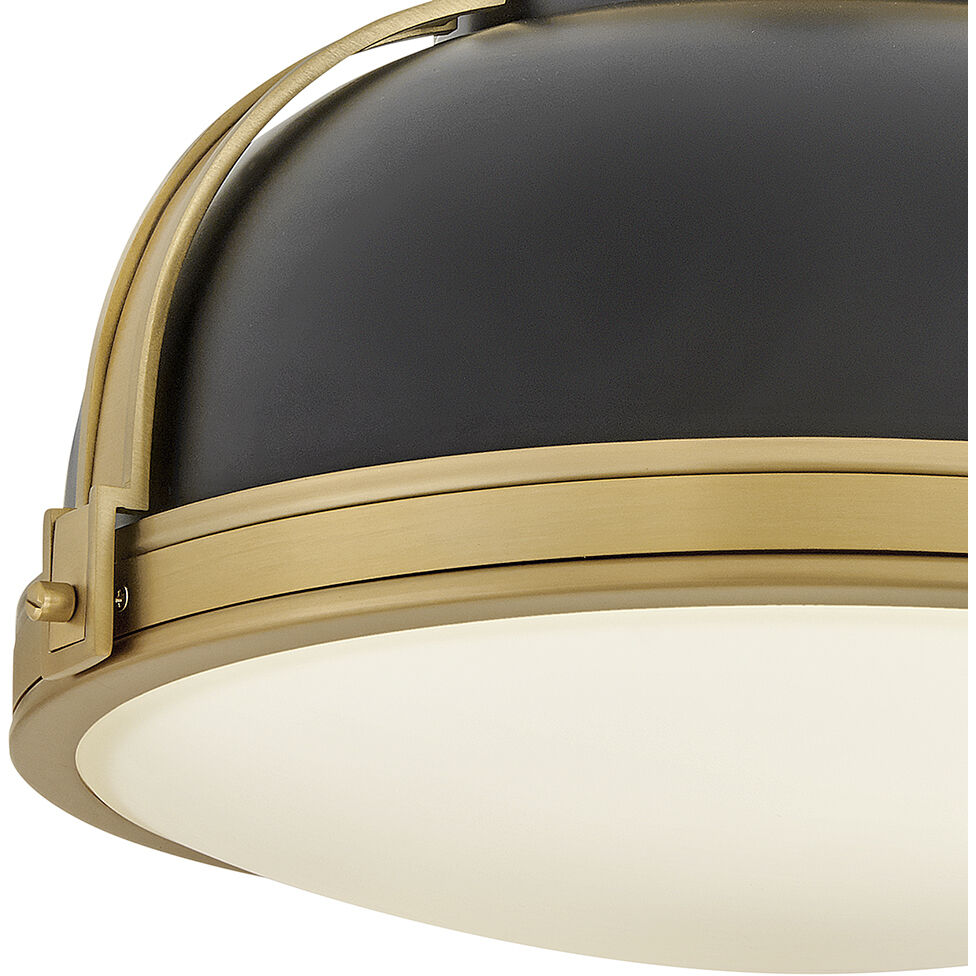 Barton 2 Light 14.25 inch Black with Lacquered Brass Flush Mount Ceiling  Light