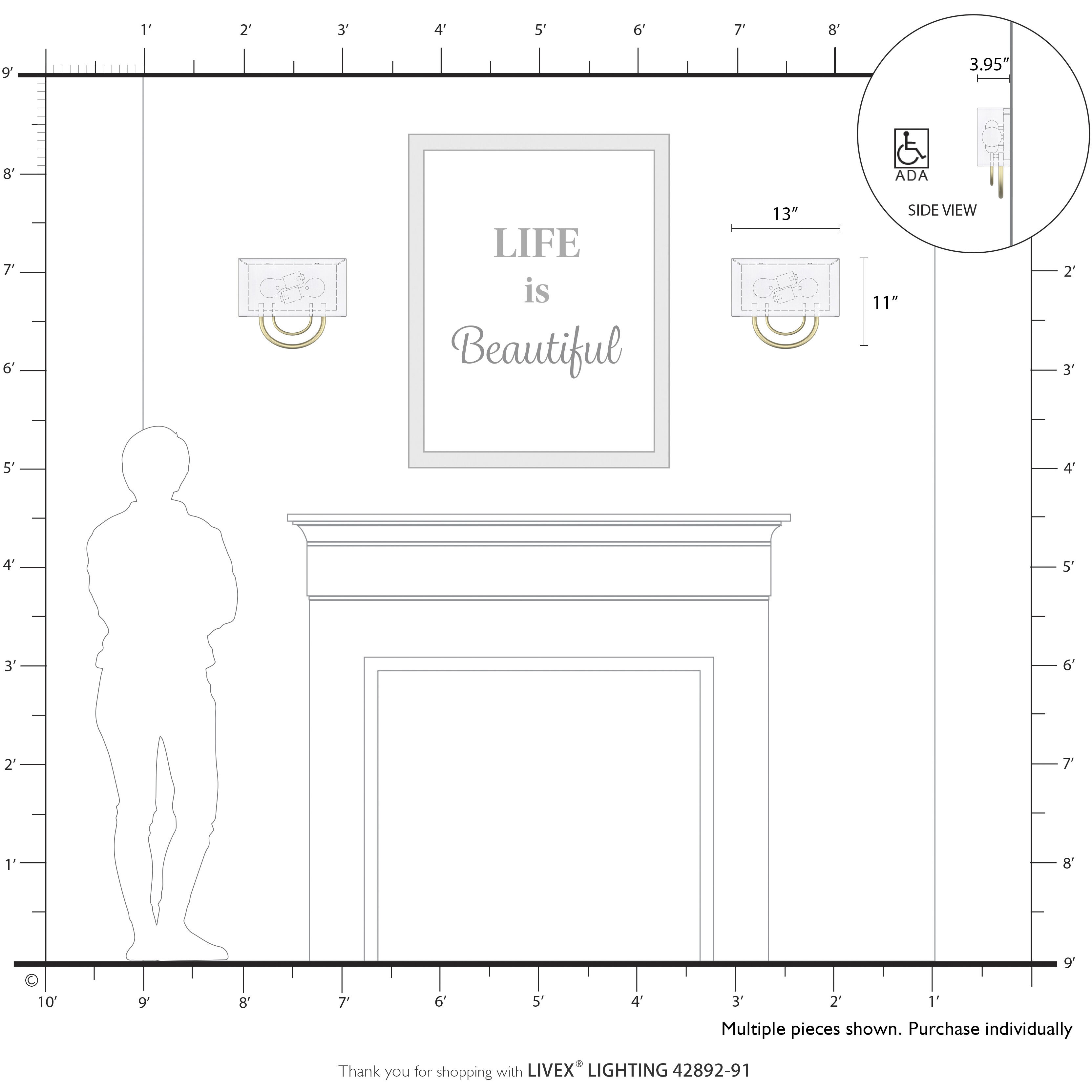 Stratton 2 Light 13 inch Brushed Nickel ADA Wall Sconce Wall Light