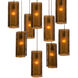 Textured Glass 9 Light 27.3 inch Gilded Brass Multi-Pendant Ceiling Light