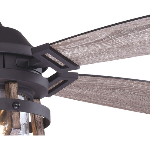 Barnes 54 inch Matte Black and Rustic Oak with Driftwood-Black Walnut Blades Indoor/Outdoor Ceiling Fan