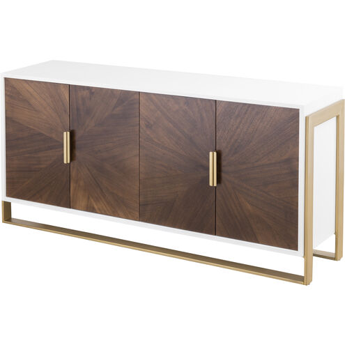 Crafton 60 X 17 inch Mahogany with White and Satin Brass Credenza