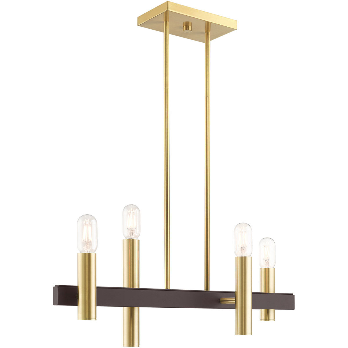 Helsinki 4 Light 8.25 inch Satin Brass with Bronze Accents Chandelier Ceiling Light