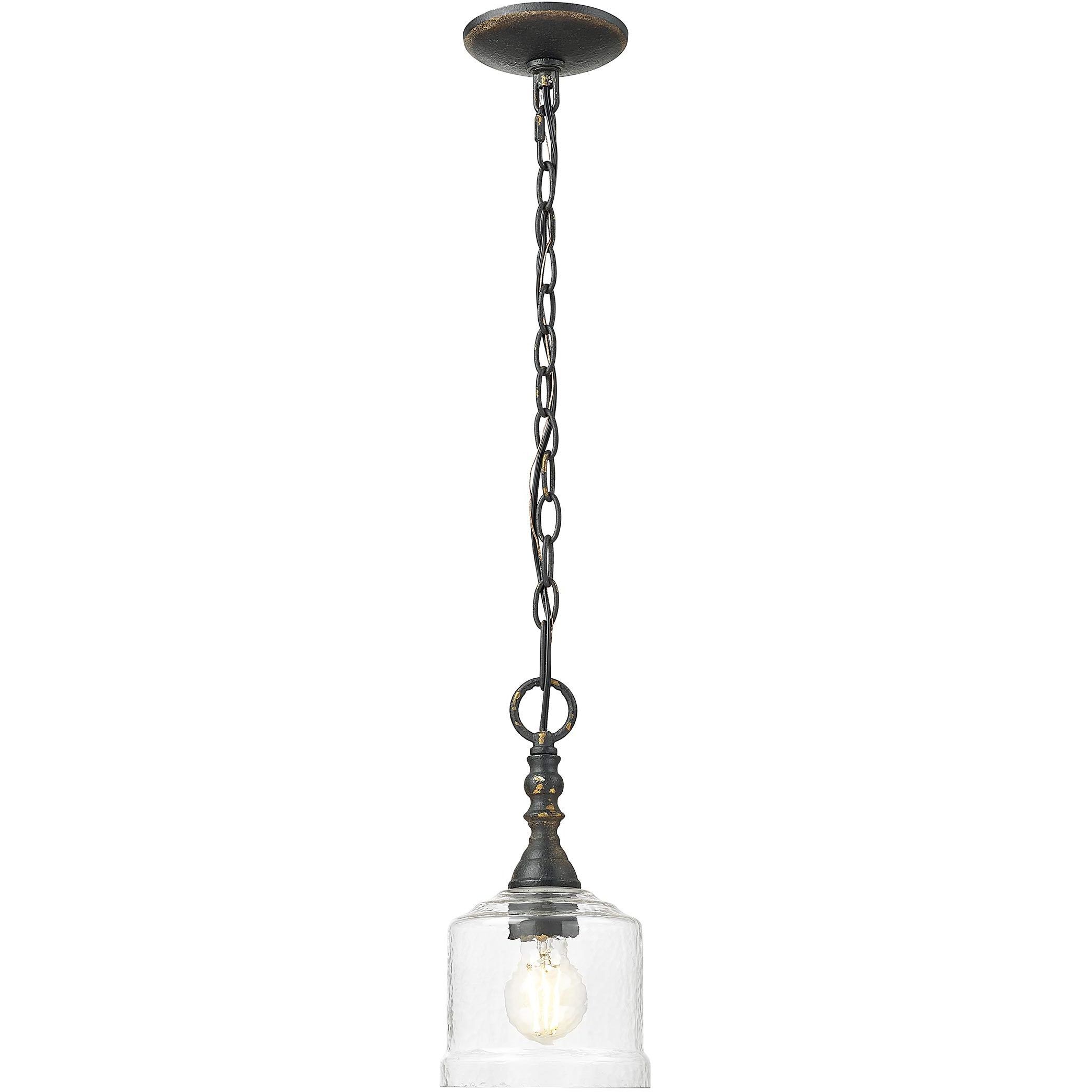 Keating 1 Light 5.88 inch Antique Black Iron Pendant Ceiling Light