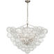 Julie Neill Talia LED 45.5 inch Burnished Silver Leaf and Clear Swirled Glass Chandelier Ceiling Light