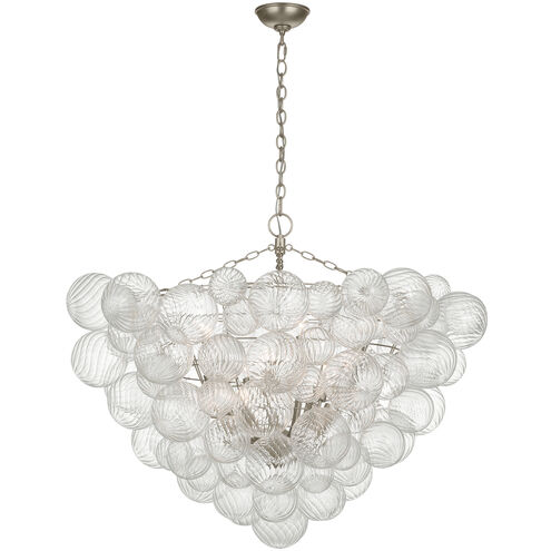 Julie Neill Talia LED 45.5 inch Burnished Silver Leaf and Clear Swirled Glass Chandelier Ceiling Light