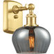 Ballston Fenton LED 7 inch Satin Gold Sconce Wall Light in Plated Smoke Glass, Ballston