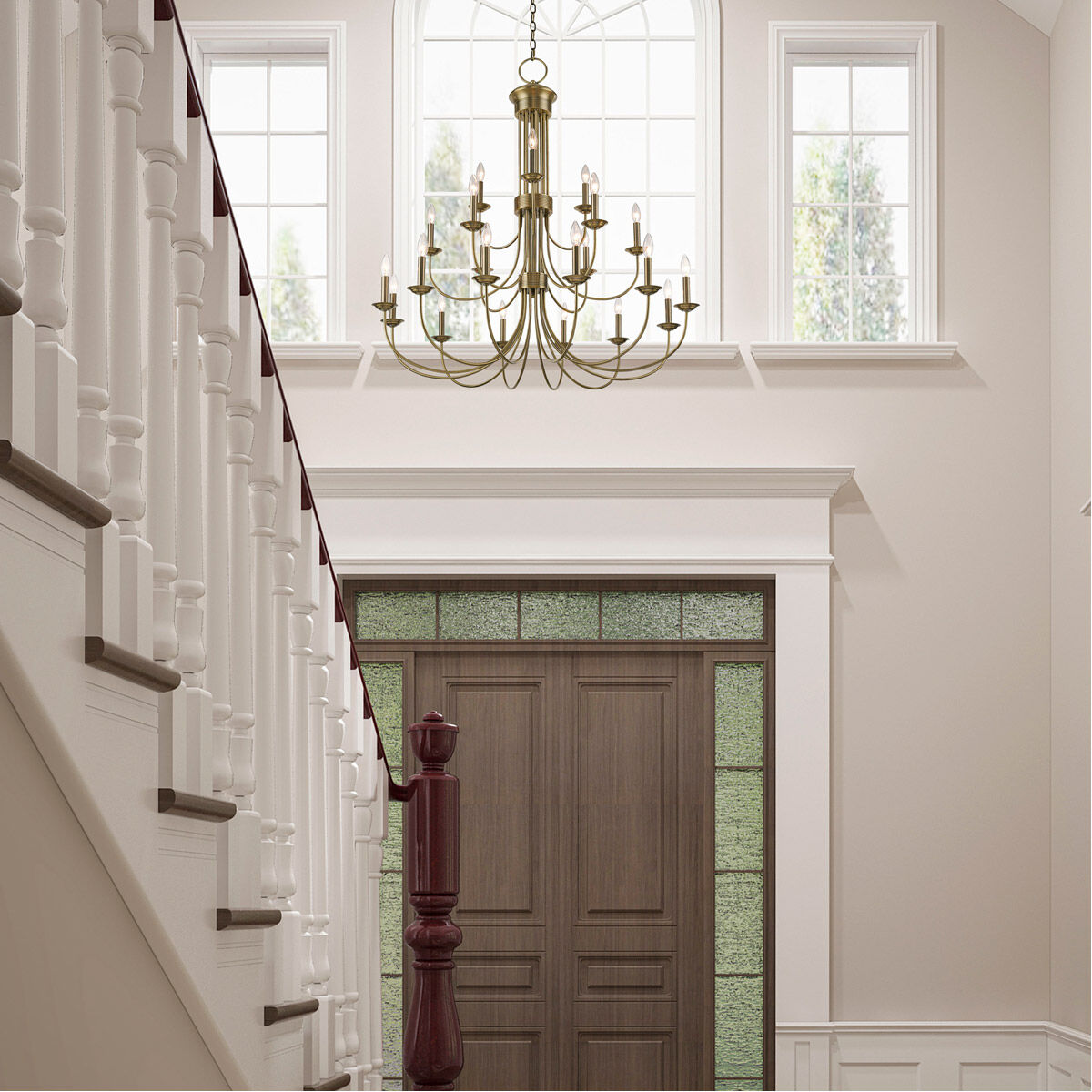 Estate 21 Light 42 inch Antique Brass Foyer Chandelier Ceiling Light