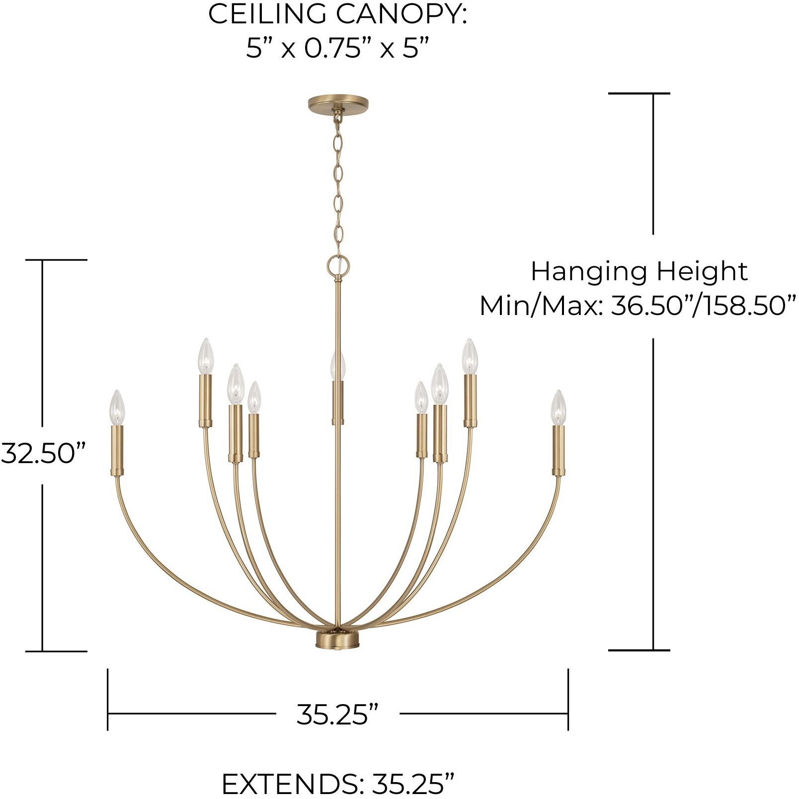 Ansley 9 Light 35.25 inch Aged Brass Chandelier Ceiling Light