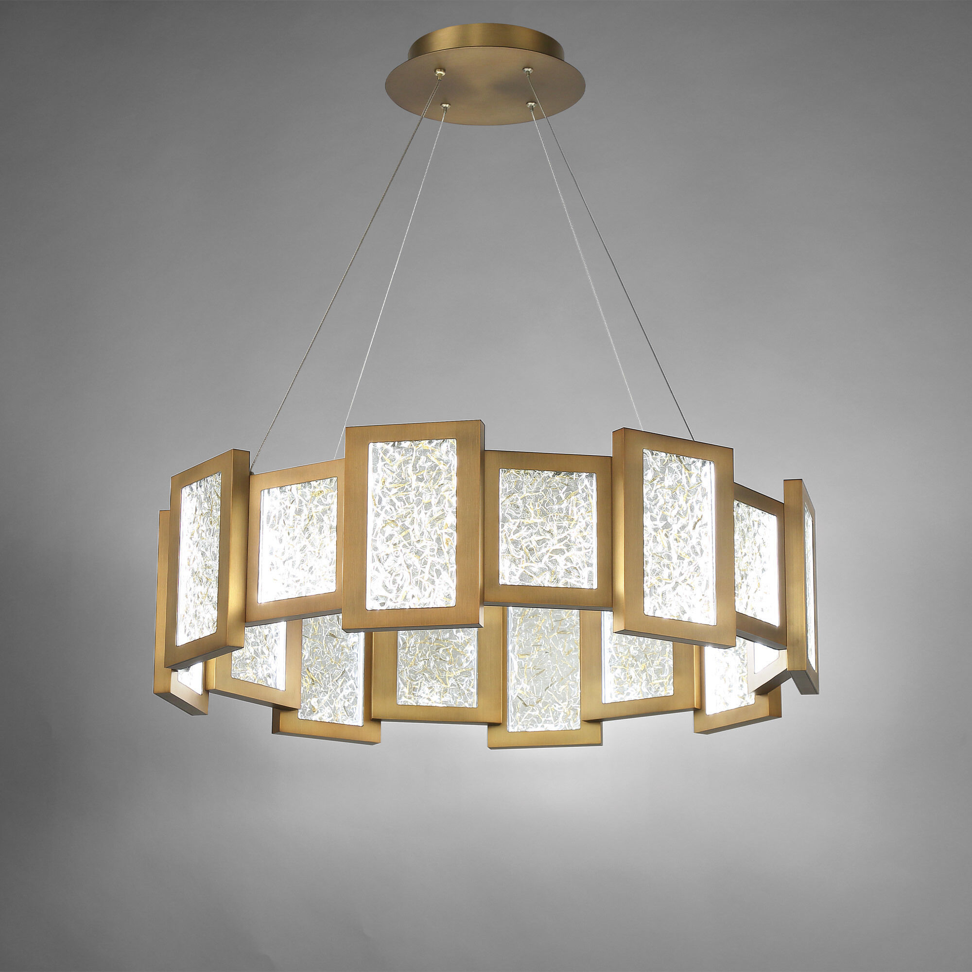 Fury LED 28.25 inch Aged Brass Chandelier Ceiling Light in 28in.