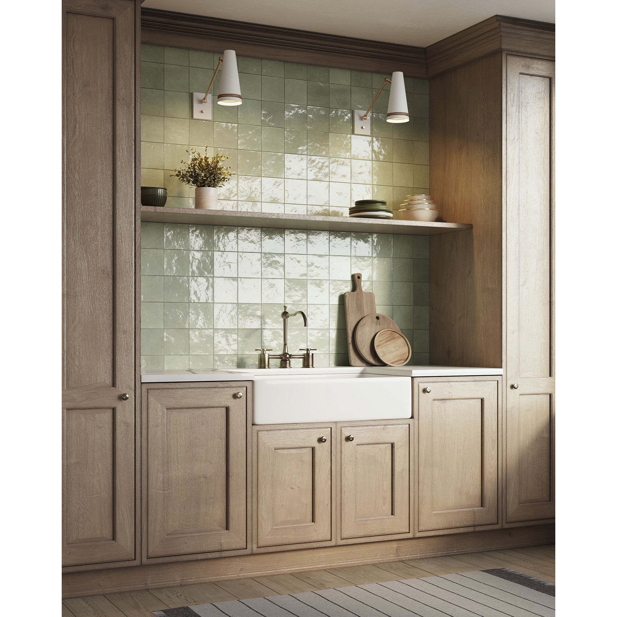 Brickell Wall/Ceiling Light Wall Light in Matte White and Hazelnut Leather