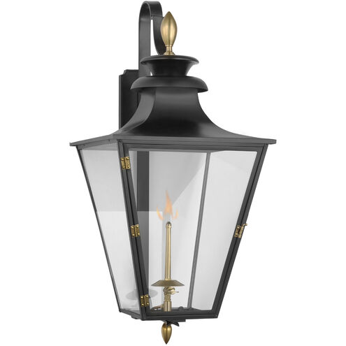 Chapman & Myers Albermarle2 1 Light 31.25 inch Matte Black and Brass Outdoor Bracketed Gas Wall Lantern, Medium