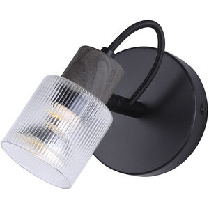 Owen 1 Light Black and Wood Track Lighting Ceiling Light