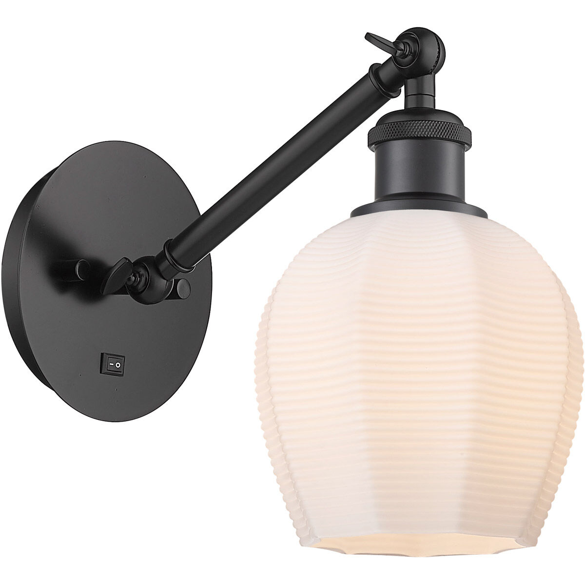 Ballston Norfolk LED 5.75 inch Matte Black Sconce Wall Light in Matte White Glass