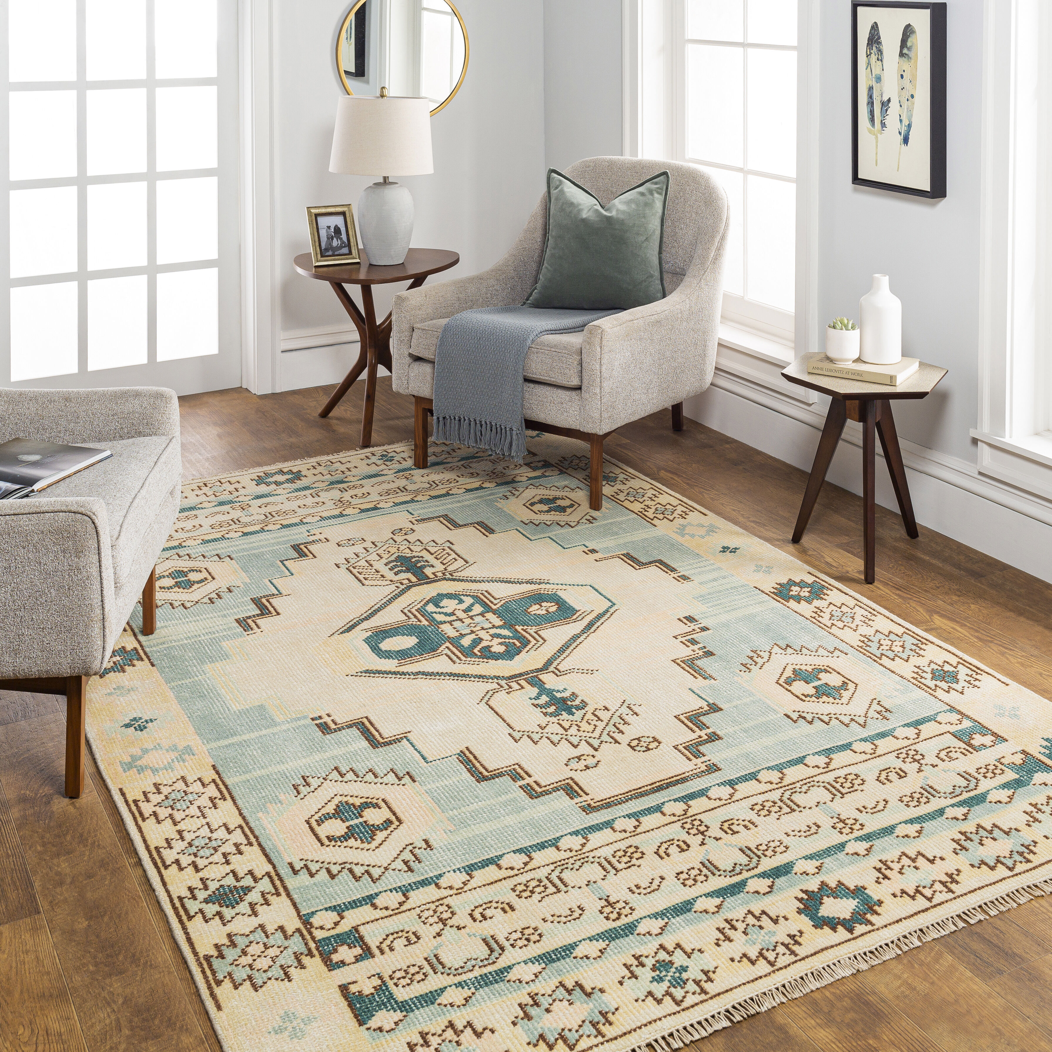 Anadolu 120 X 96 inch Teal Rug in 8 x 10, Rectangle