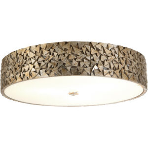 Mosaic 4 Light Silver Bath/Flush Mounts Ceiling Light in Silver Leaf with Antique 