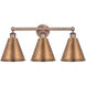 Ballston Cone 3 Light 26 inch Antique Copper Bath Vanity Light Wall Light