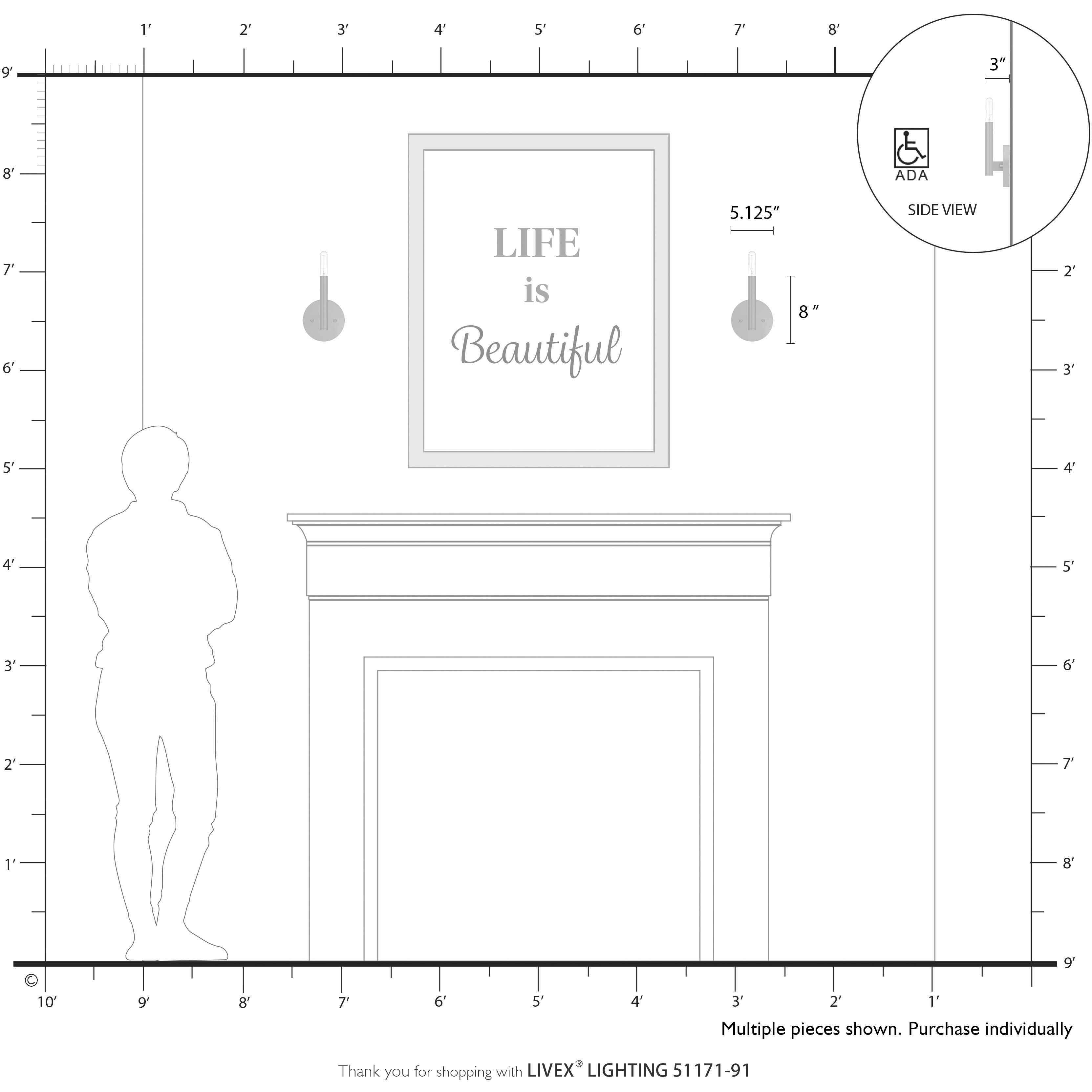 Copenhagen 1 Light 5.13 inch Brushed Nickel ADA Wall Sconce Wall Light, Single