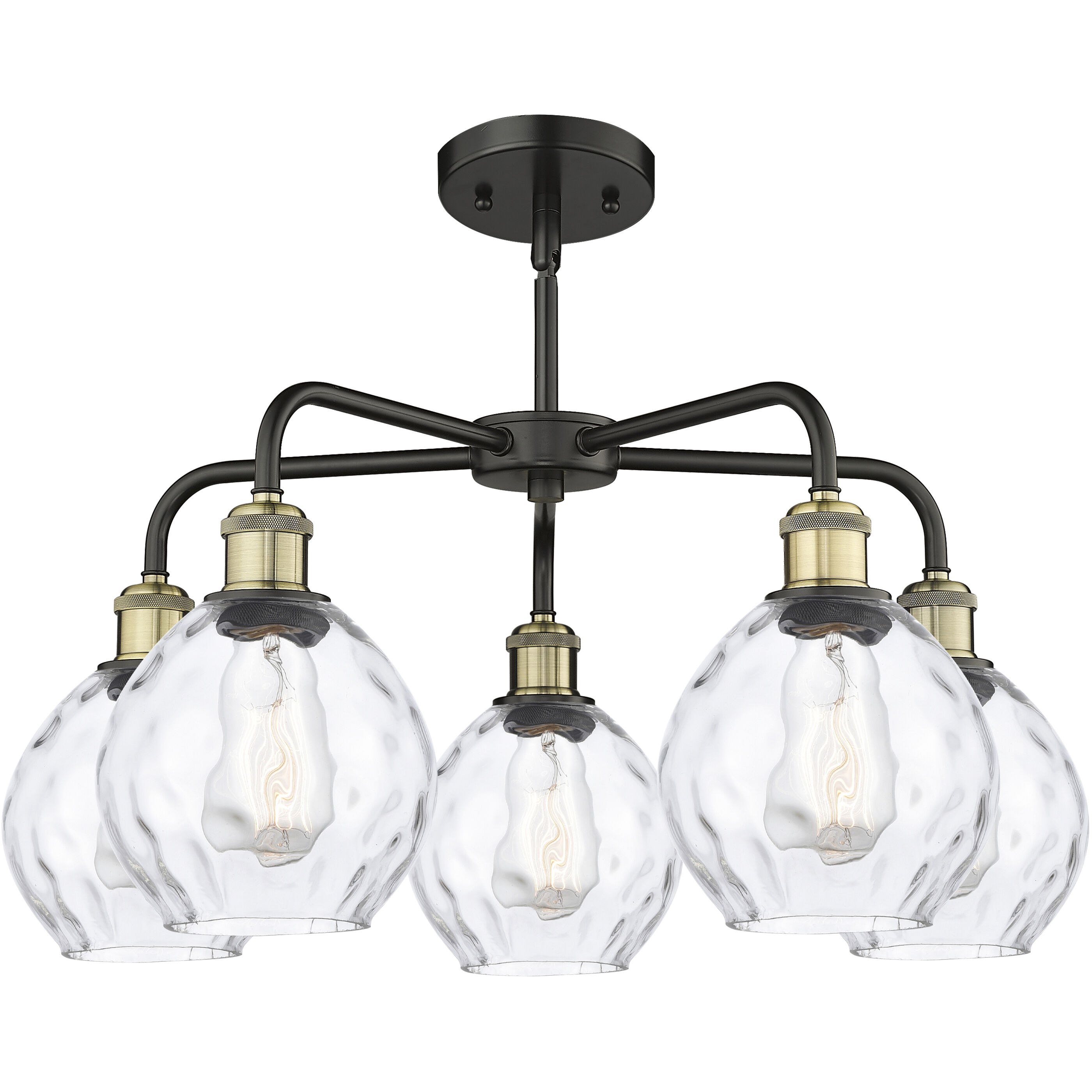 Waverly 5 Light 24 inch Black Antique Brass Chandelier Ceiling Light