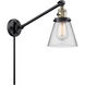 Small Cone 21 inch 3.50 watt Black Antique Brass Swing Arm Wall Light, Franklin Restoration