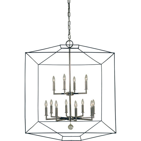 Isabella 12 Light 30 inch Polished Nickel with Matte Black Accents Foyer Chandelier Ceiling Light