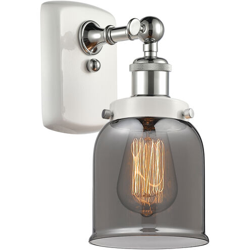 Ballston Small Bell 1 Light 5 inch White and Polished Chrome Sconce Wall Light in Plated Smoke Glass