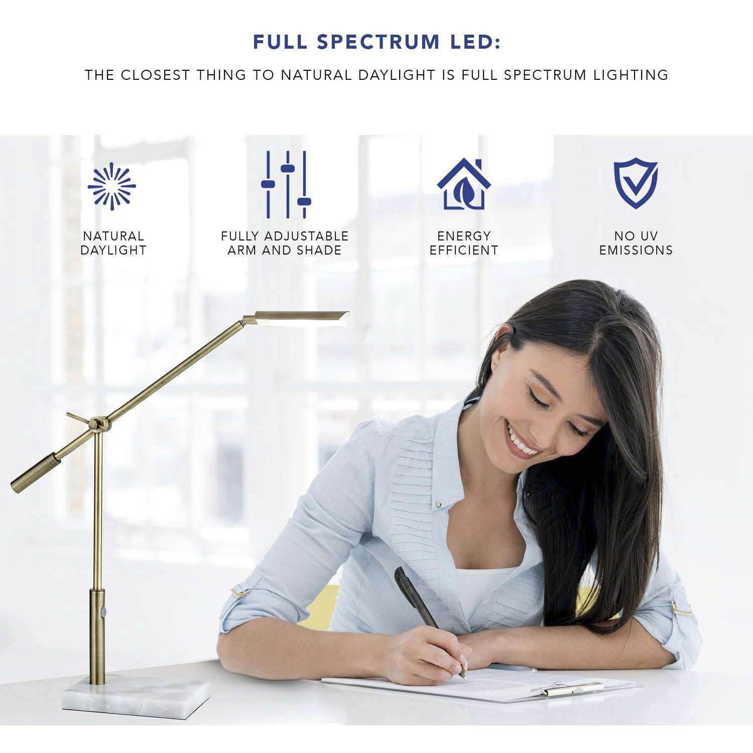 Vera 16 inch 6.00 watt Antique Brass Desk Lamp Portable Light