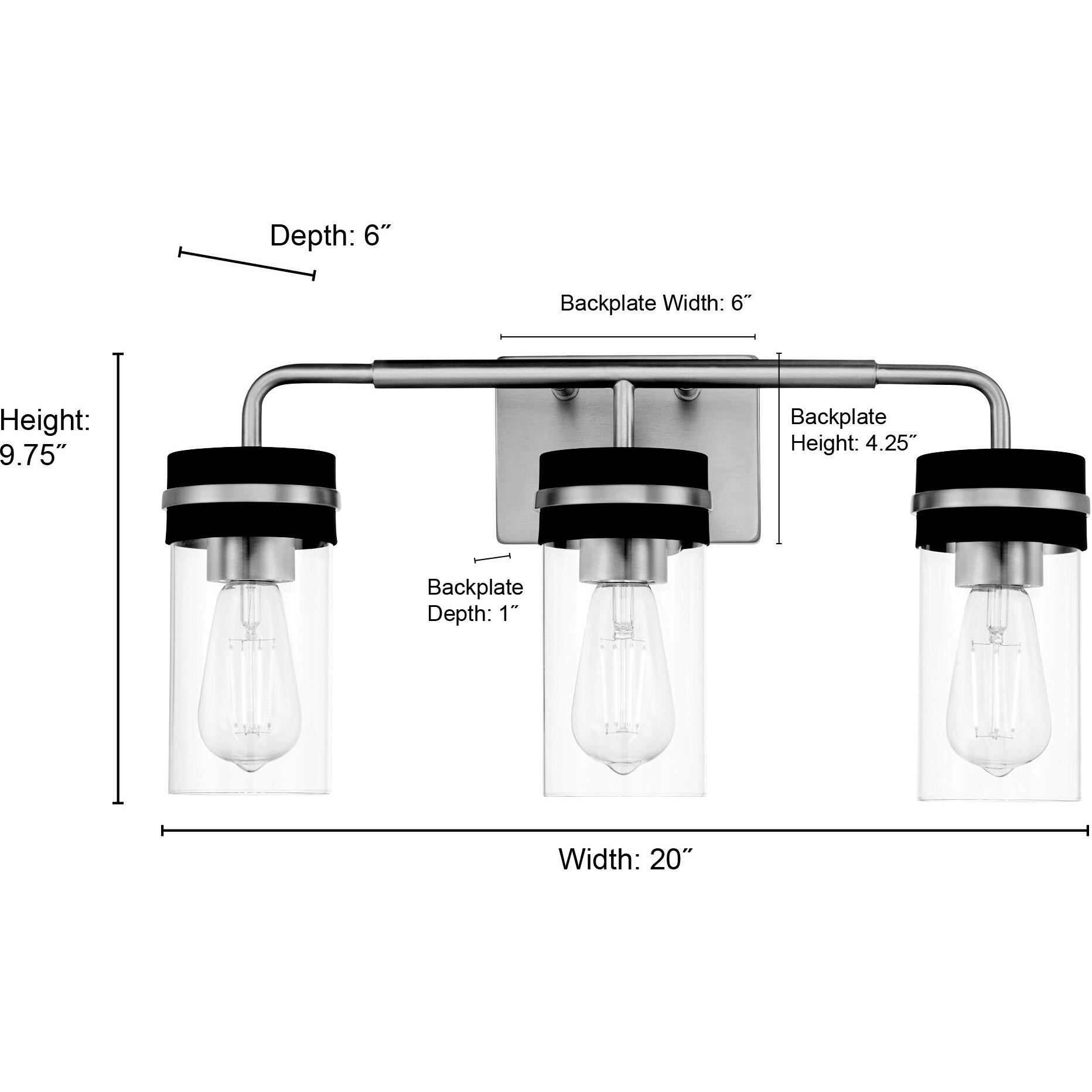 Marbridge 3 Light 20 inch Vintage Brass and Matte Black Bathroom Vanity Light Wall Light