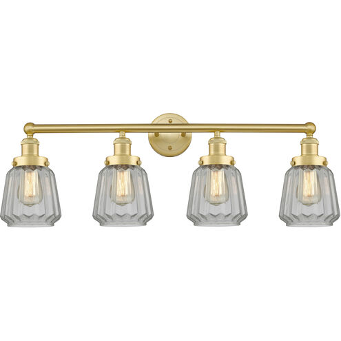 Chatham 4 Light 33.5 inch Satin Gold Bath Vanity Light Wall Light in Clear Glass
