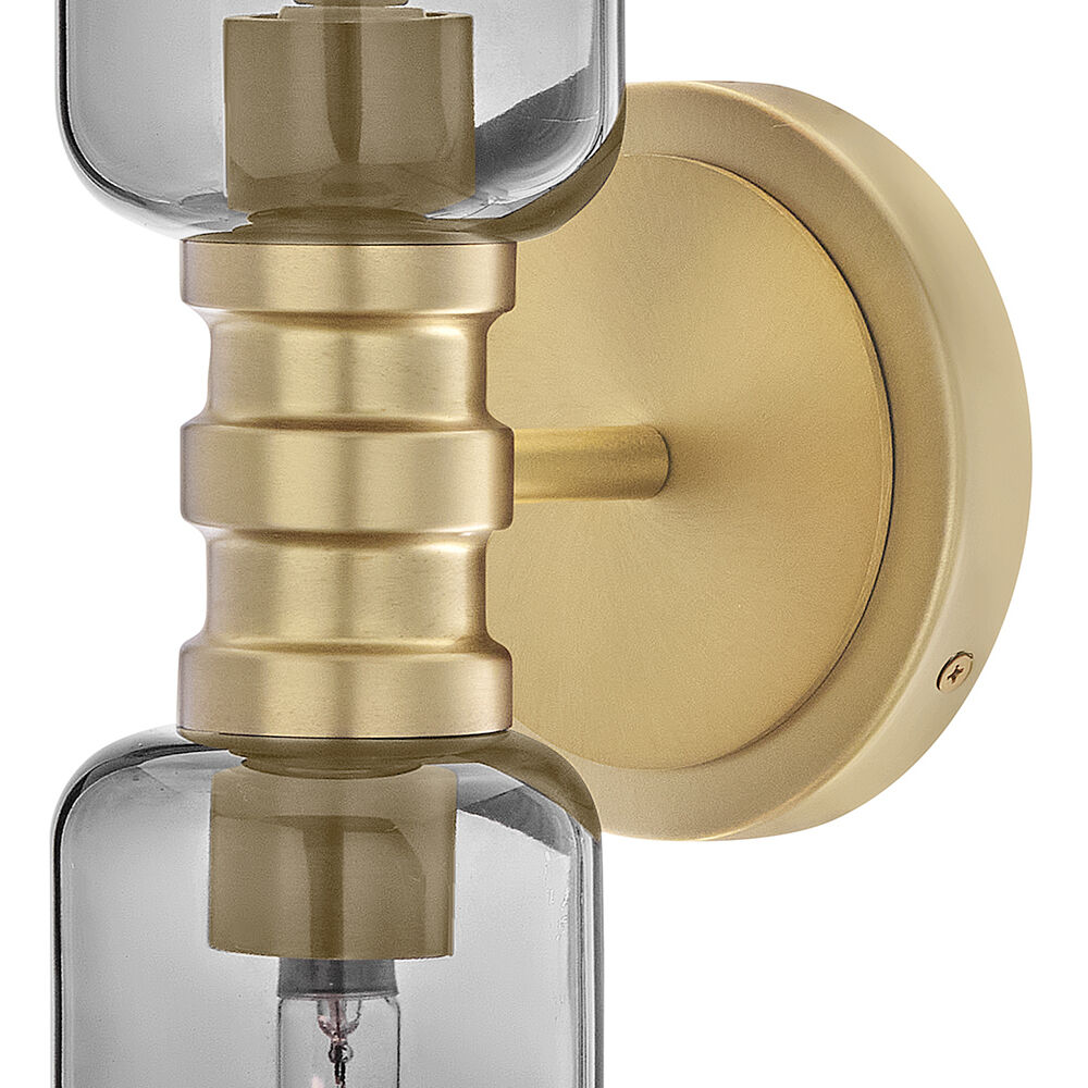 Naomi 2 Light 5.75 inch Lacquered Brass Bath Light Wall Light in Smoked Glass