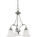 Harmony 3 Light 20 inch Satin Pewter with White Chandelier Ceiling Light