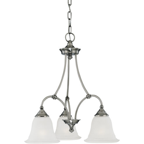 Harmony 3 Light 20 inch Satin Pewter with White Chandelier Ceiling Light
