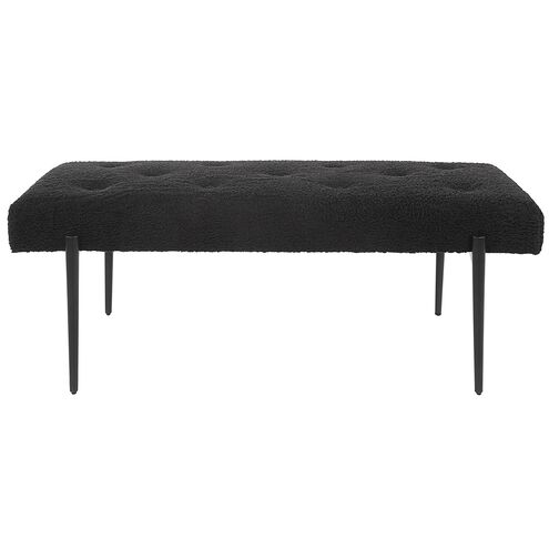 Olivier Black Faux Shearling and Satin Black Bench