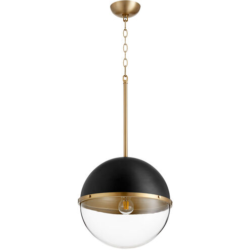 Fort Worth 1 Light 15 inch Noir and Aged Brass Pendant Ceiling Light