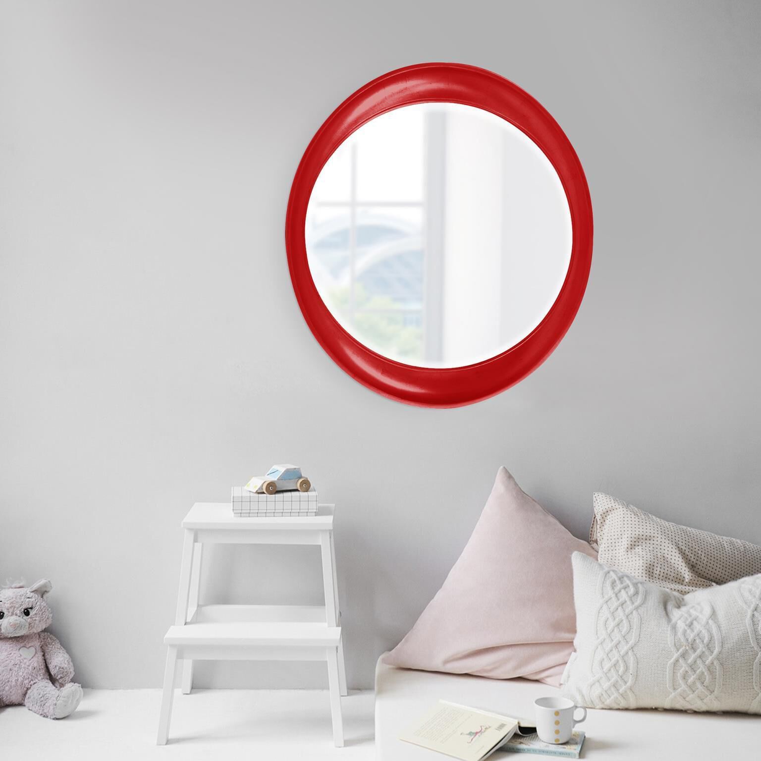 Ellipse 39 X 35 inch Glossy Red Wall Mirror