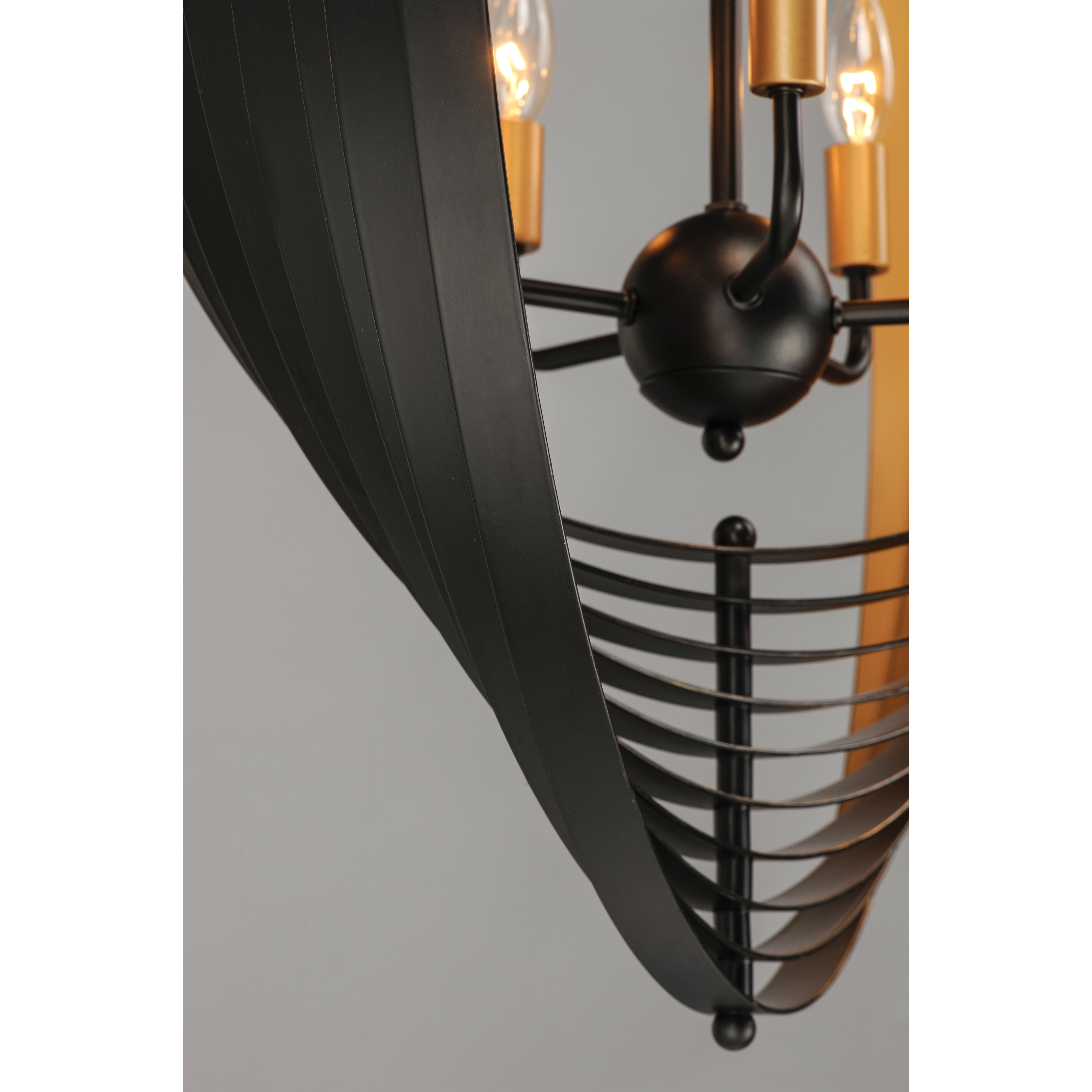 Radial 5 Light 30 inch Black/Gold Pendant System Ceiling Light in Black and Gold