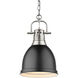 Duncan 1 Light 9 inch Pewter Mini Pendant Ceiling Light in Matte Black, Small