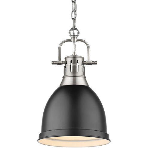 Duncan 1 Light 9 inch Pewter Mini Pendant Ceiling Light in Matte Black, Small