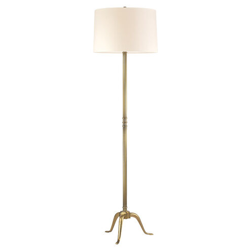 Burton 71 inch 0 watt Vintage Brass Portable Floor Lamp Portable Light in White Faux Silk