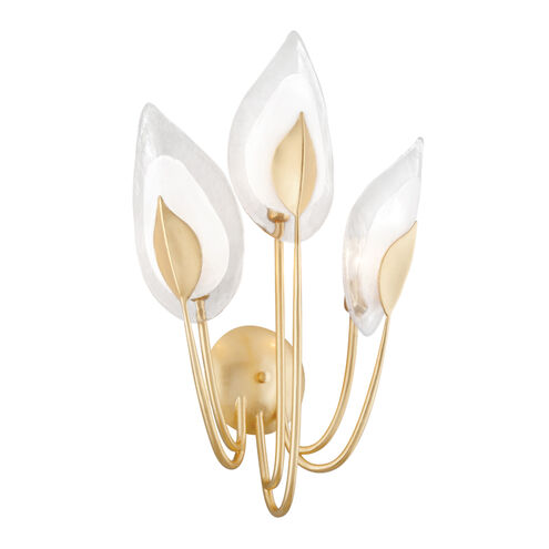 Blossom 3 Light 12.25 inch Gold Leaf Wall Sconce Wall Light