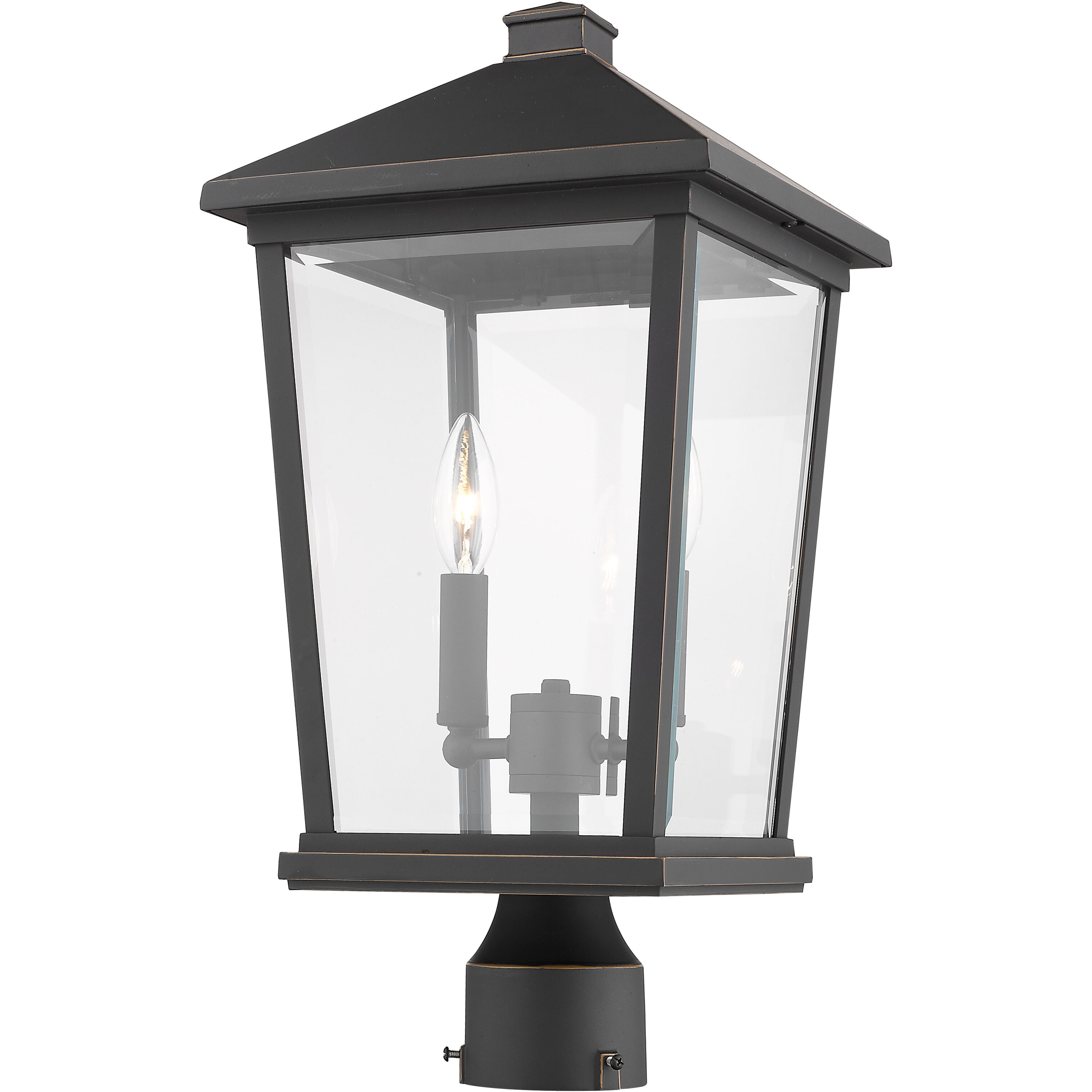 Beacon 2 Light 19.5 inch Oil Rubbed Bronze Outdoor Post Mount Fixture in 8