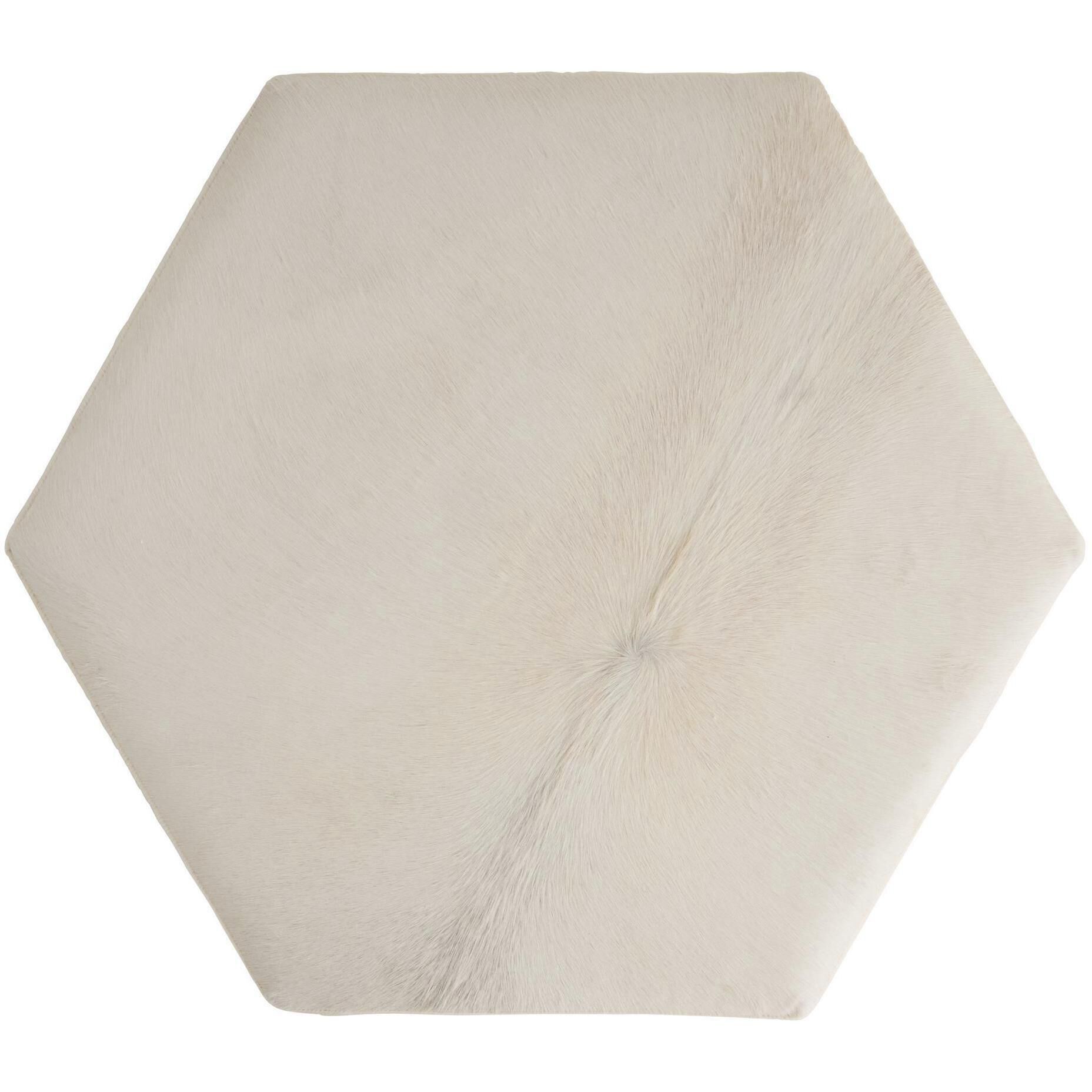 Ivonne 18 inch White and Ebony with Antique Brass Ottoman