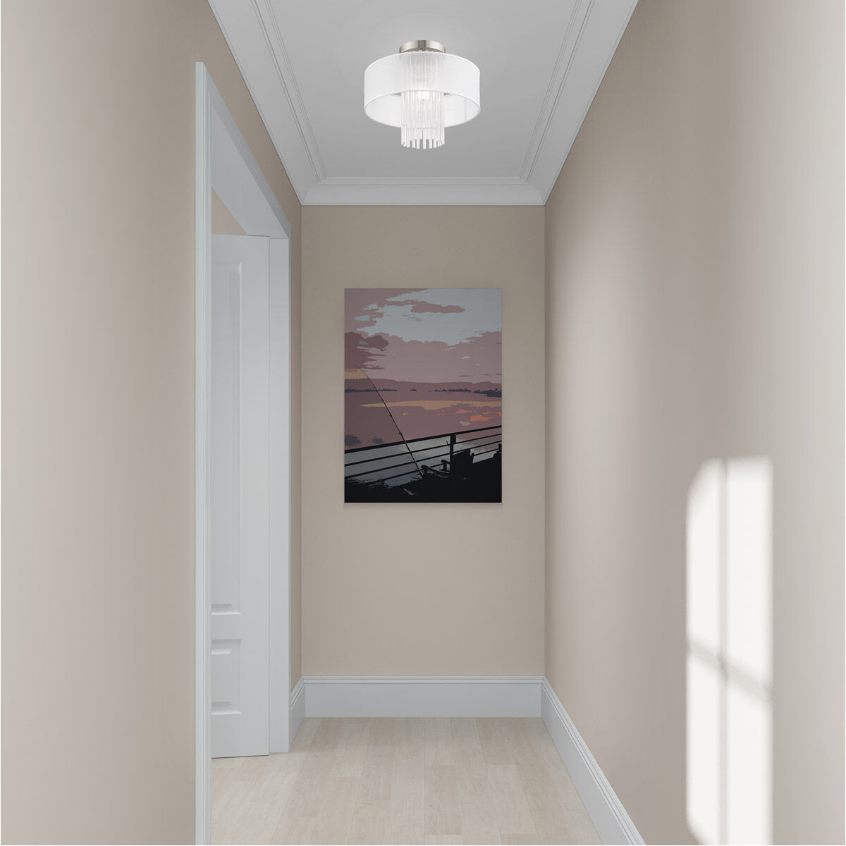 Alexis 1 Light 15 inch Brushed Nickel Semi-Flush Mount Ceiling Light