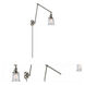 Small Canton 30 inch 3.5 watt Satin Nickel Swing Arm Wall Light in Brushed Satin Nickel, Seedy Glass, Franklin Restoration