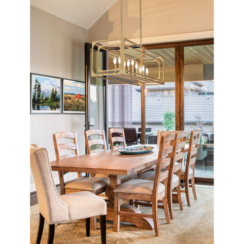 Easton 9 Light 44 inch Rubbed Brass Linear Chandelier Ceiling Light