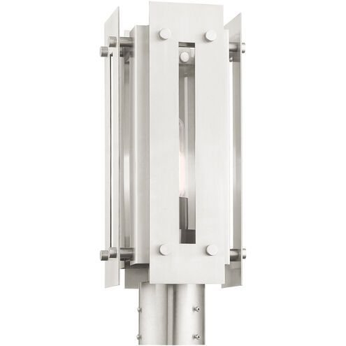 Utrecht 1 Light 16 inch Brushed Nickel Accents Outdoor Post Top Lantern